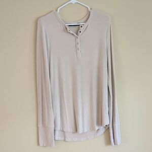 Large Doe & Rae Cream Long Sleeve Soft Top Shirt With Thumbholes